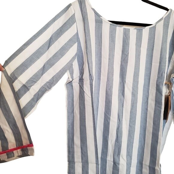 Soleil Open Back Tassel Striped Long Sleeve Mini Dress Size medium - Picture 5 of 10